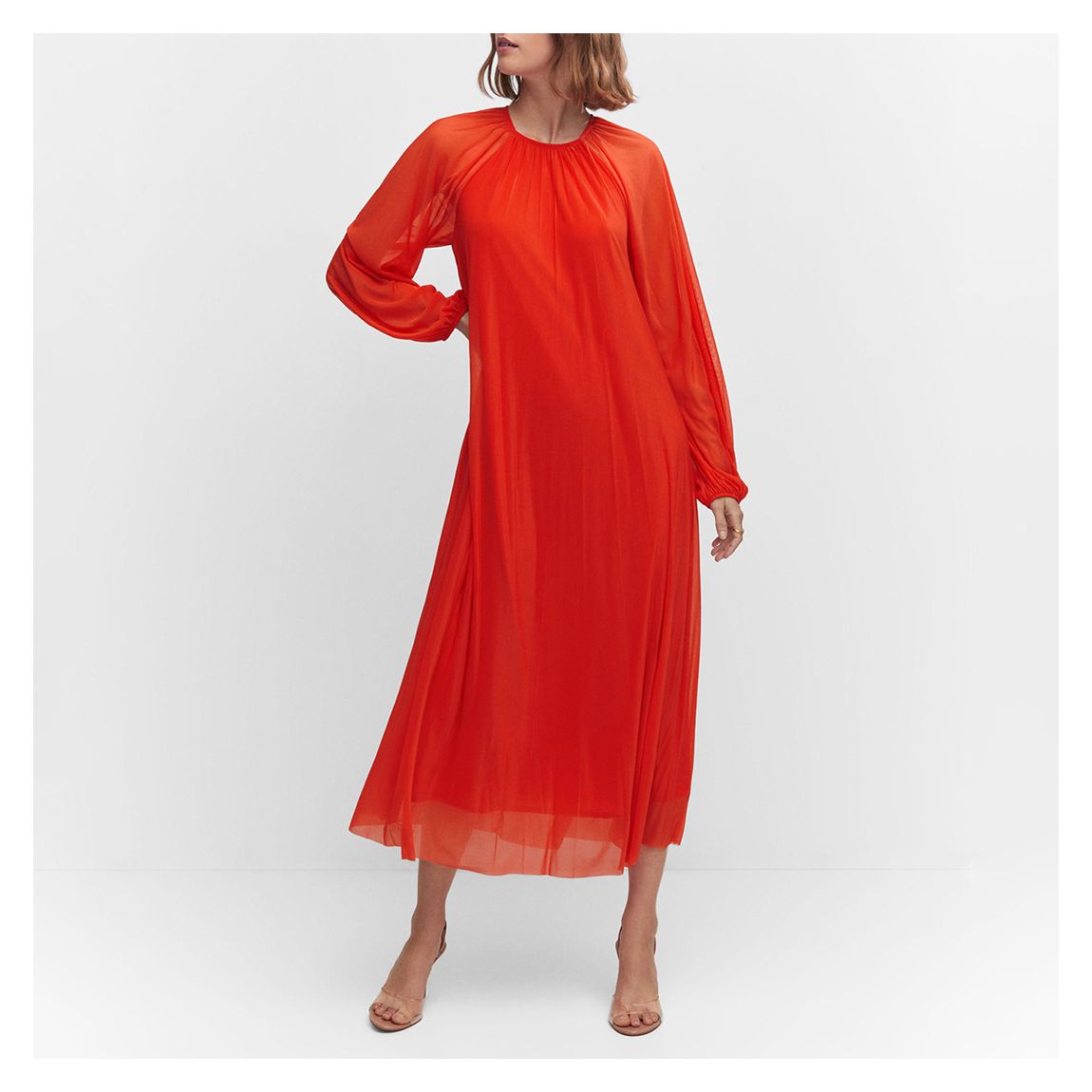 Red Puffed Sleeves Dress main product photo