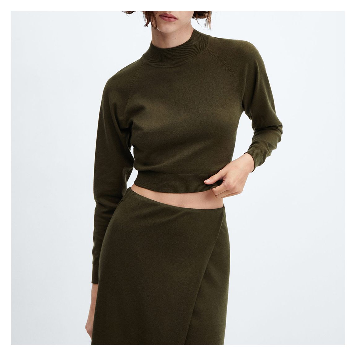 Khaki High Neck Crop Jumper main product photo