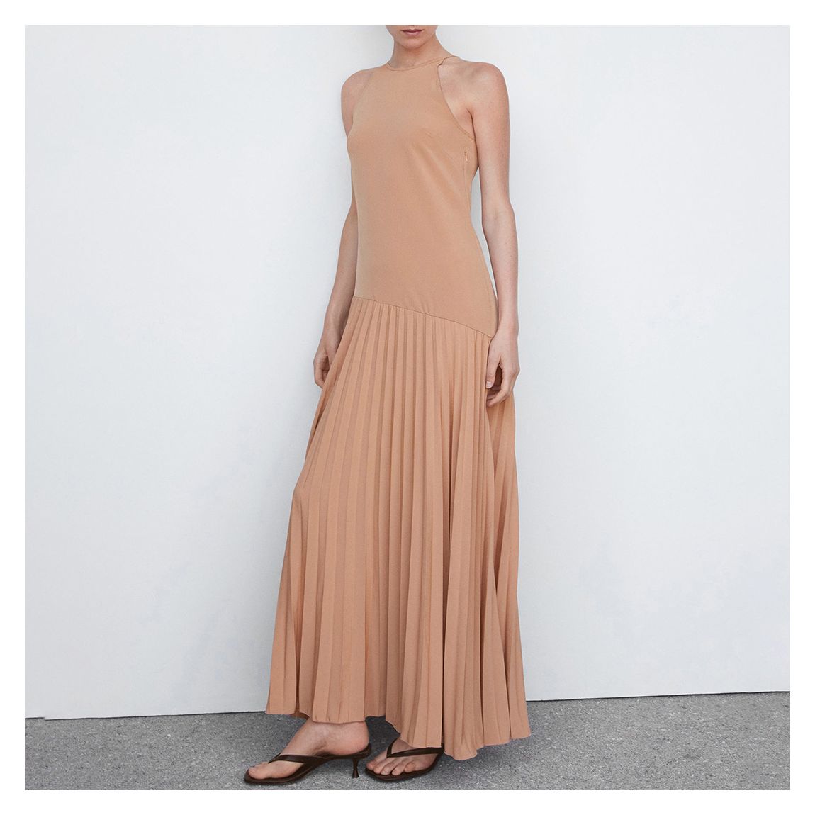Brown Pleated Panel Dress main product photo