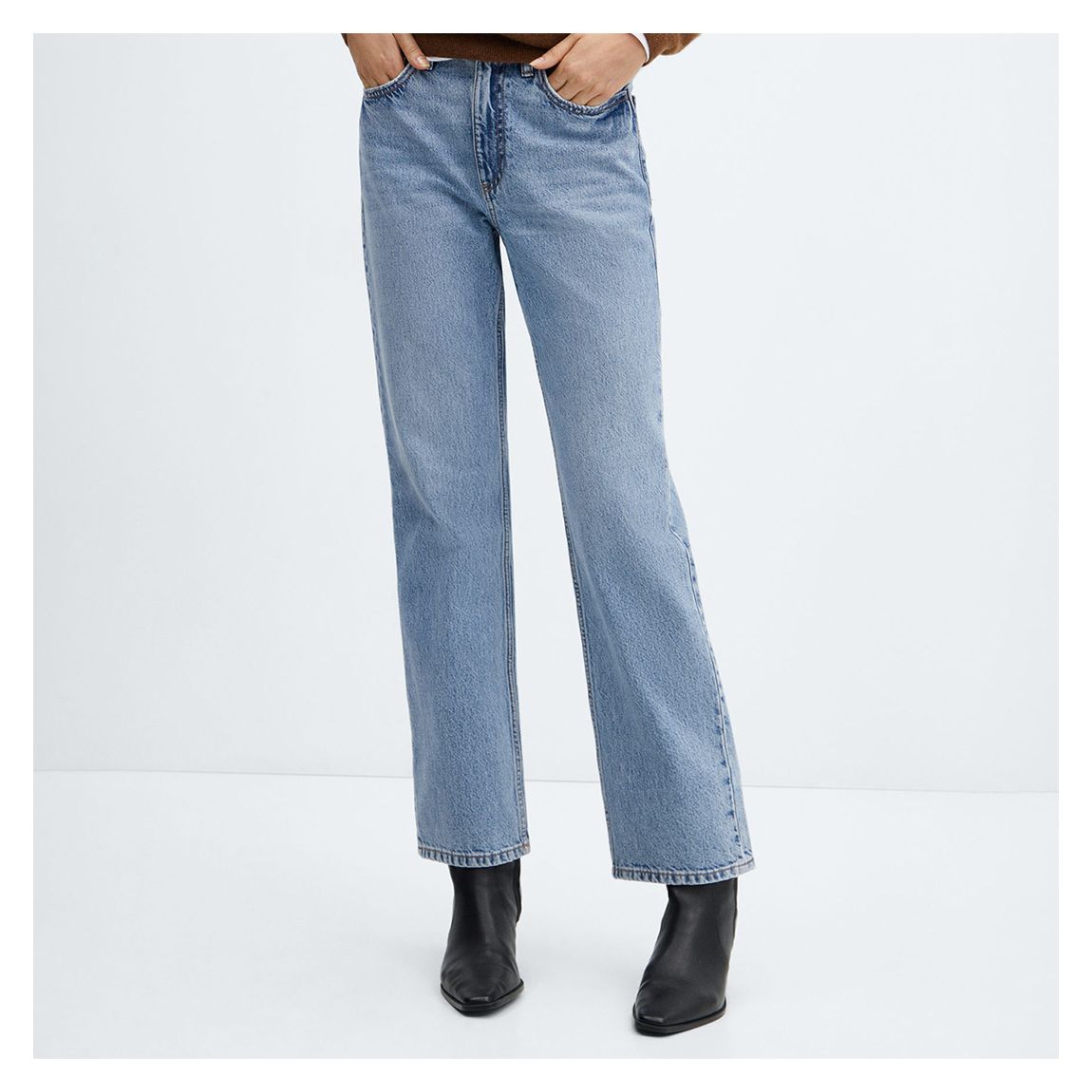 Blue Mid-Rise Straight Jeans main product photo