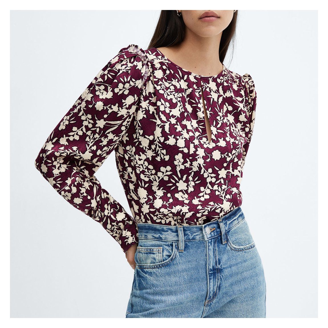 Brown Floral Print Blouse main product photo
