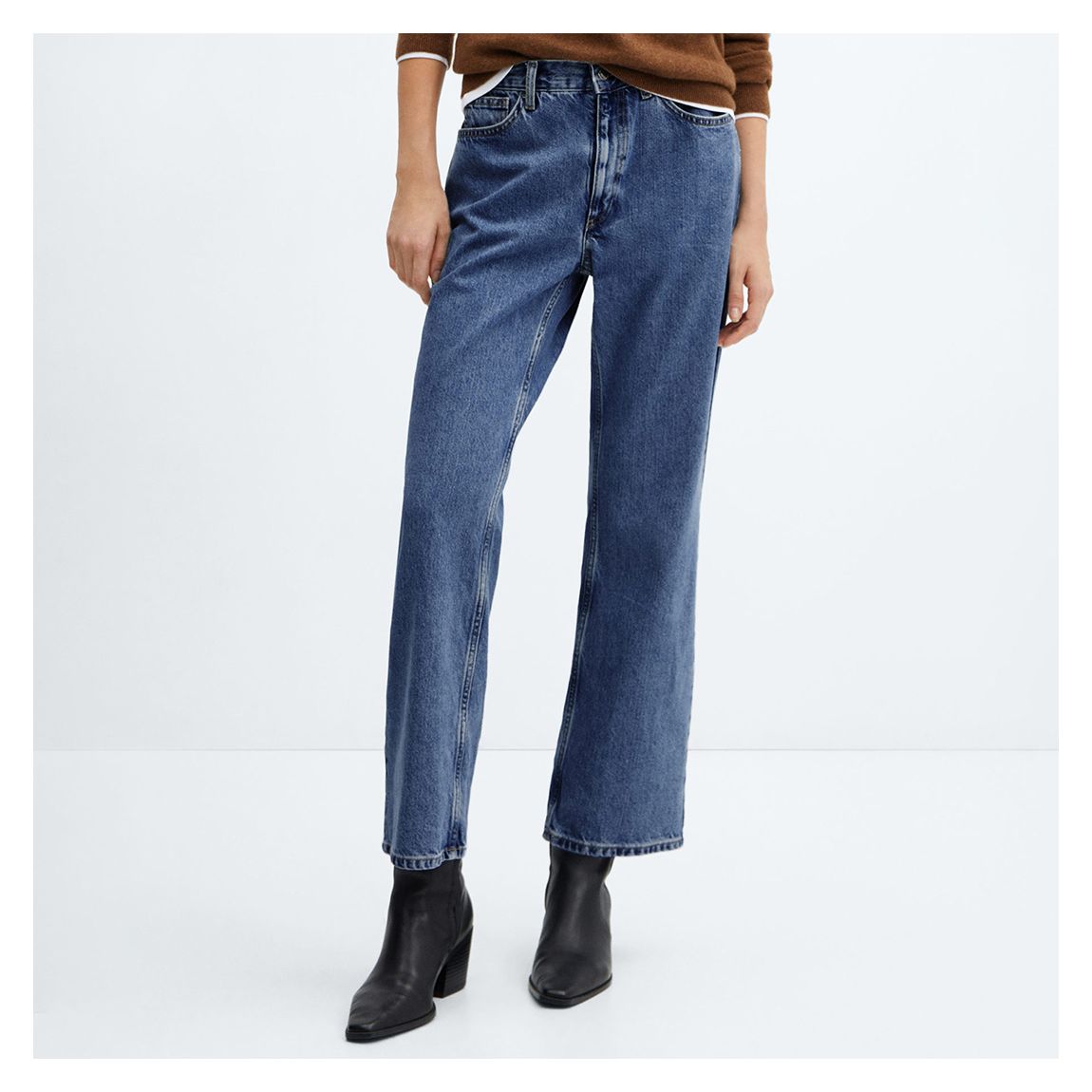 Blue Mid-Rise Straight Jeans main product photo