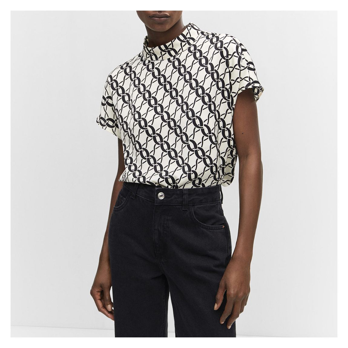 White Chain Print Blouse main product photo