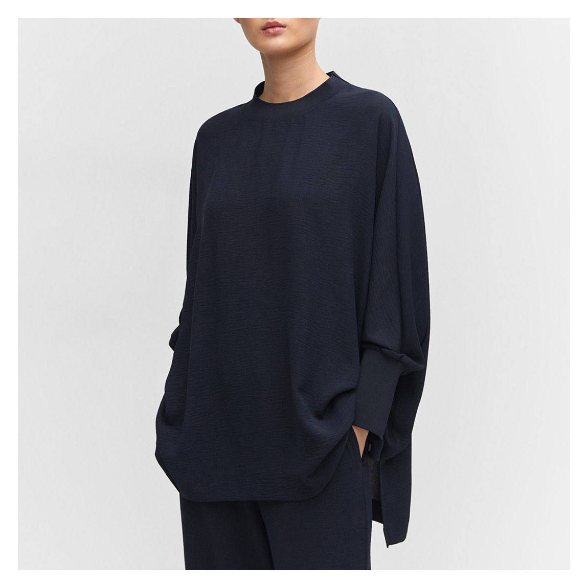 Navy Oversized Textured Sweatshirt main product photo