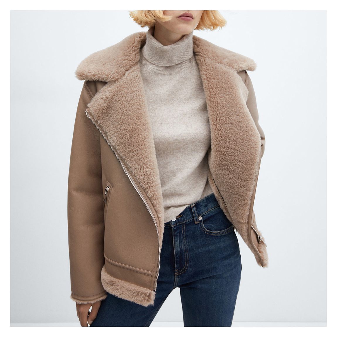 Brown Faux Shearling-Lined Jacket main product photo
