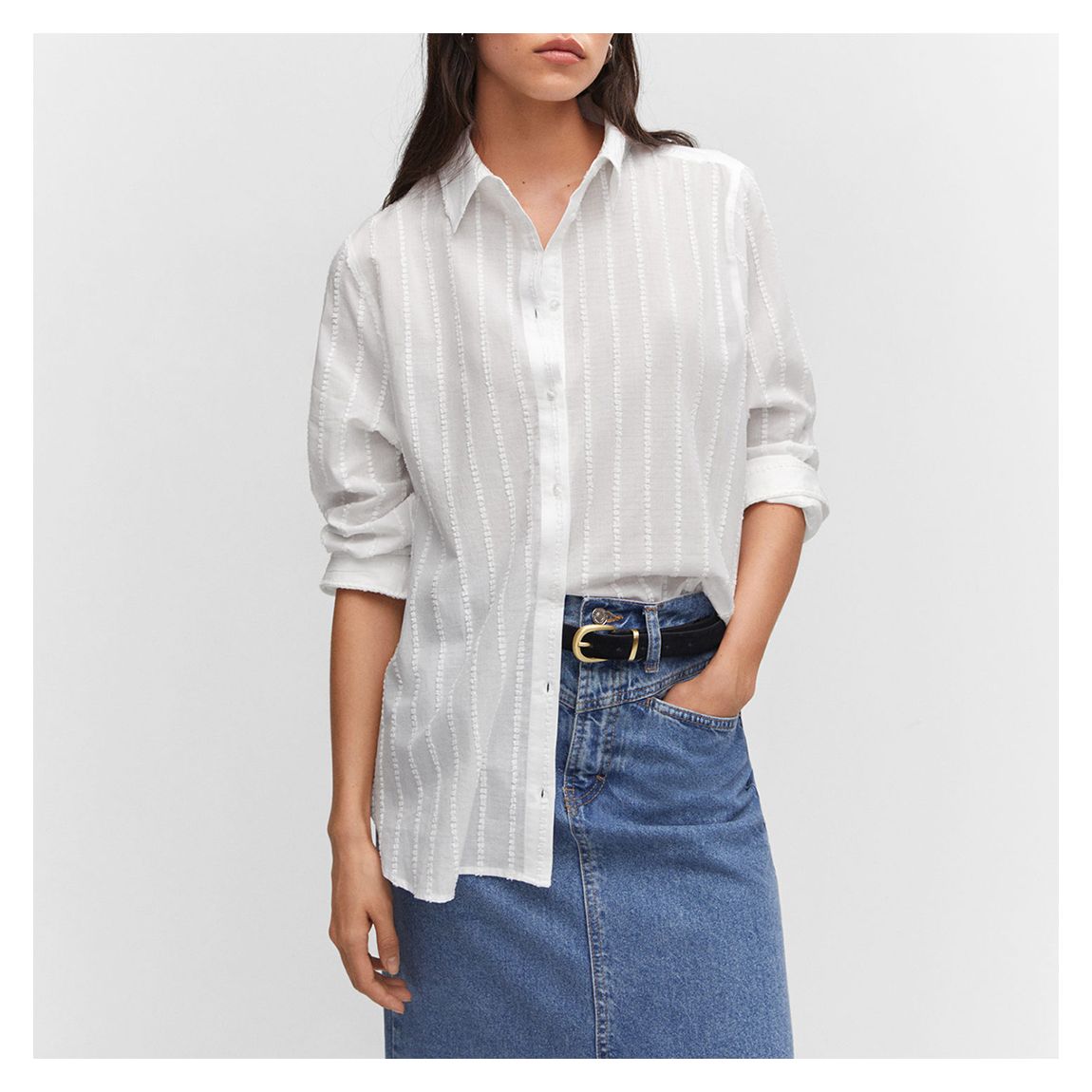White Embroidered Cotton Shirt main product photo