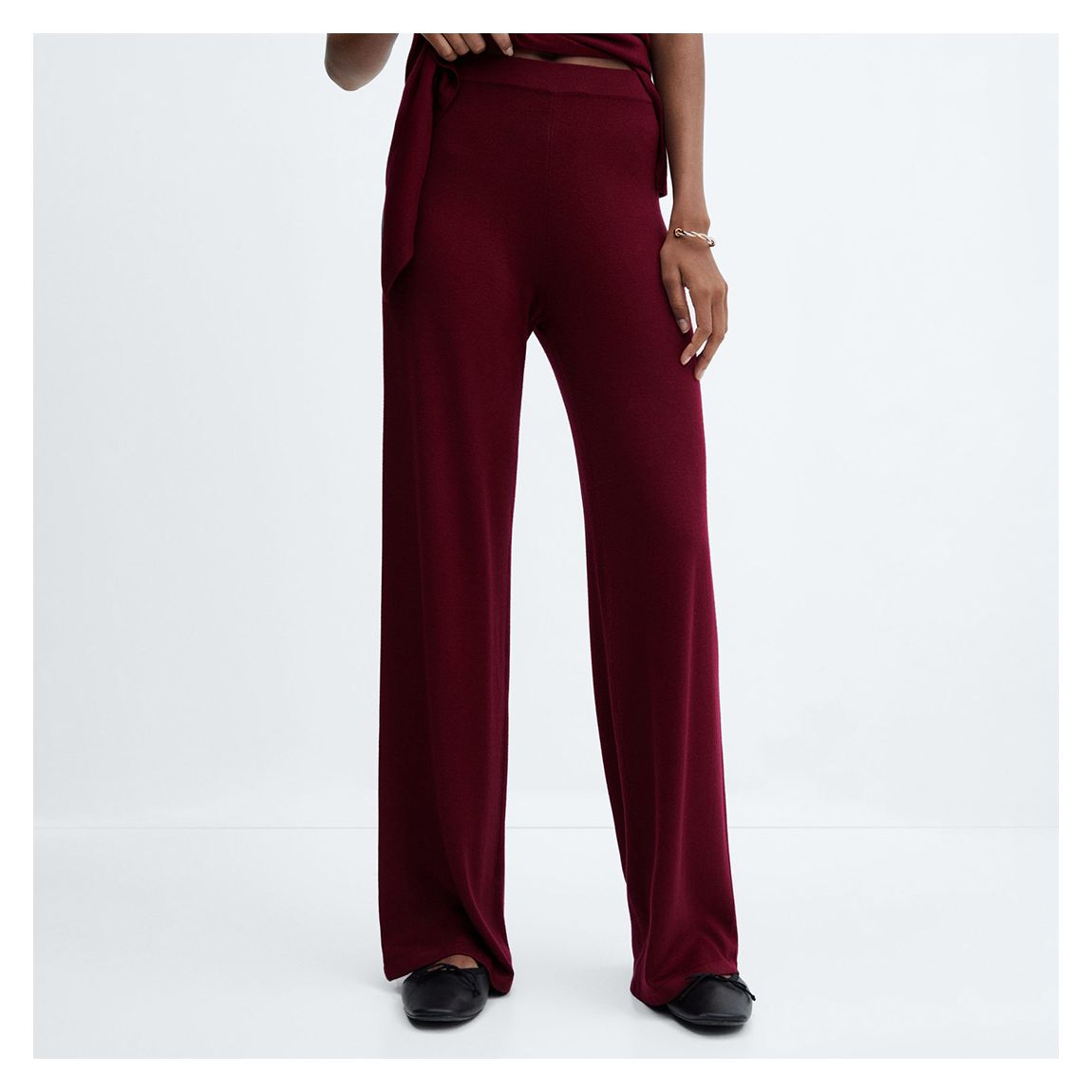 Red Fine-Knit Wideleg Trousers main product photo