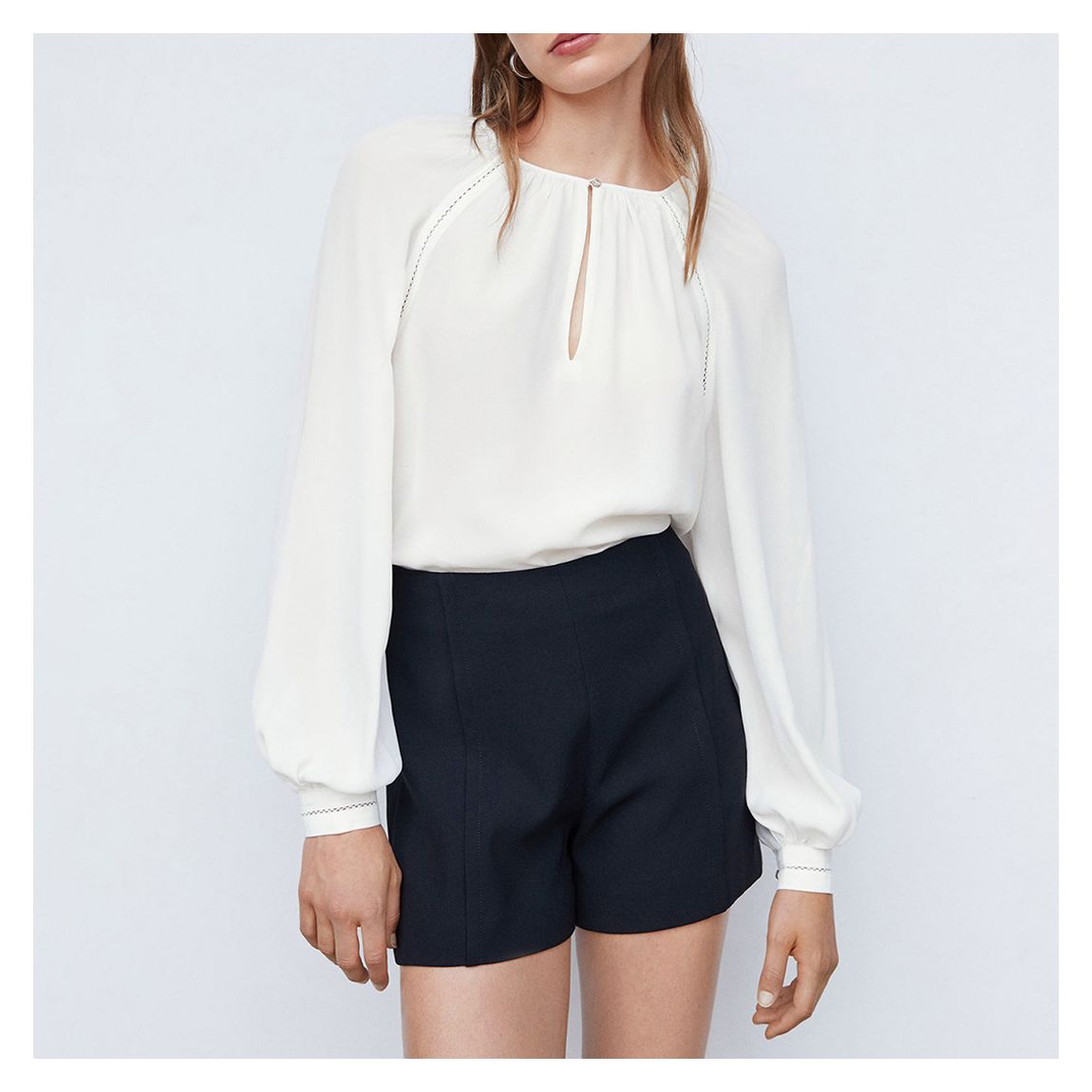 White Raglan-Sleeve Blouse main product photo