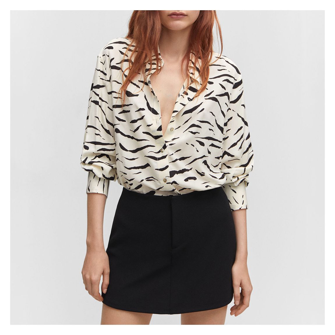 White Printed Flowy Shirt main product photo