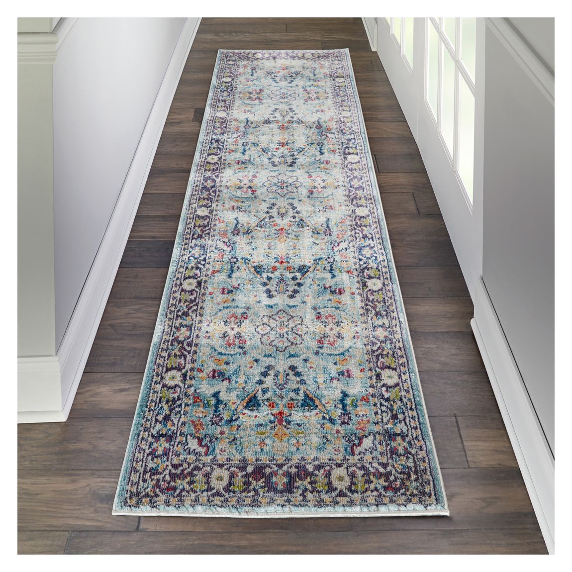 Ankara Global 244x71cm Rug, Teal/Multicolour main product photo
