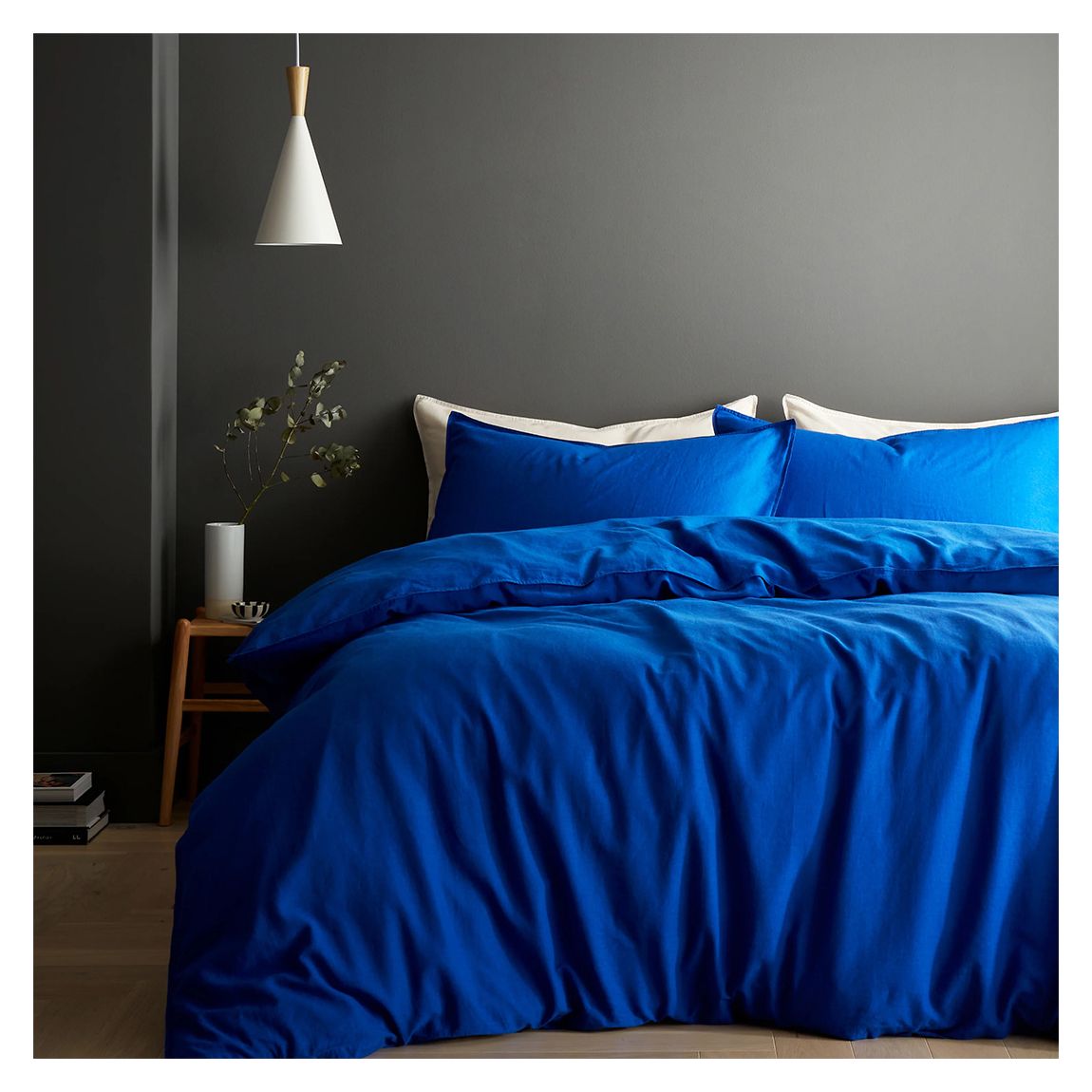 Relaxed Cotton Linen Single Duvet Set, Conran Blue main product photo