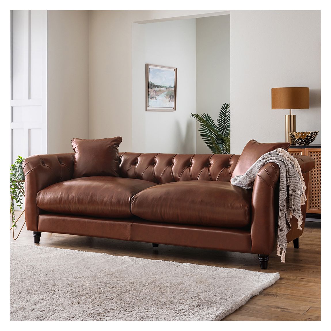 The Soho Large Sofa, Leather Brown main product photo