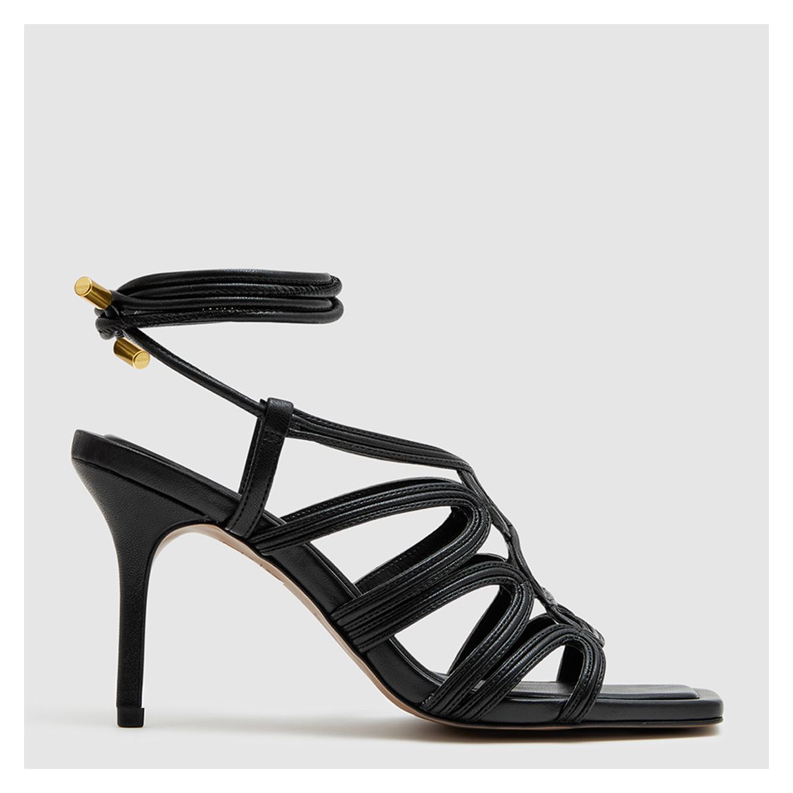 Black Keira Rope Strap Heels main product photo