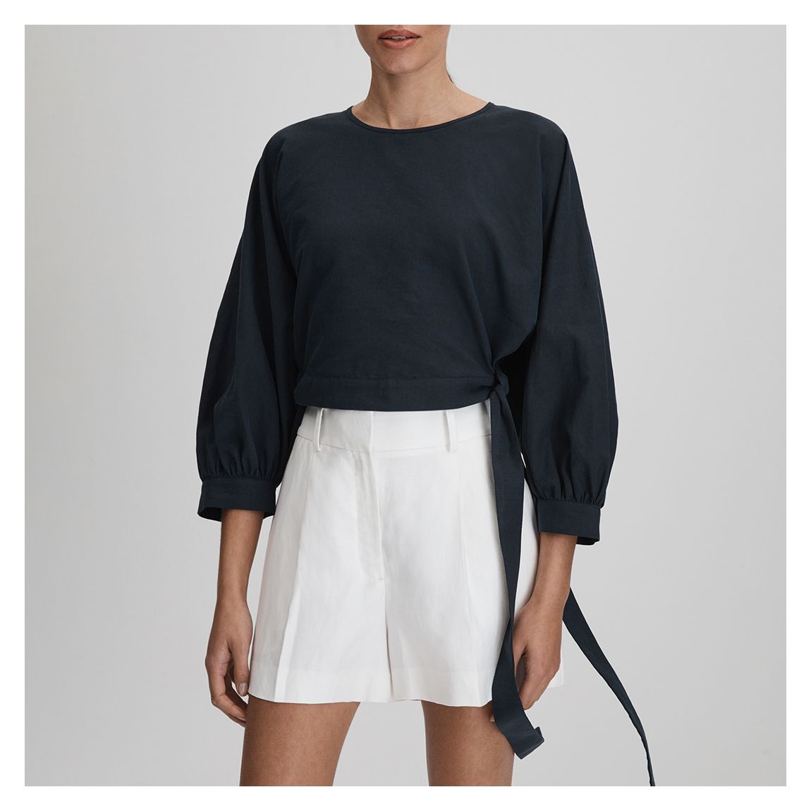 Navy Immy Blouson Sleeve Blouse main product photo