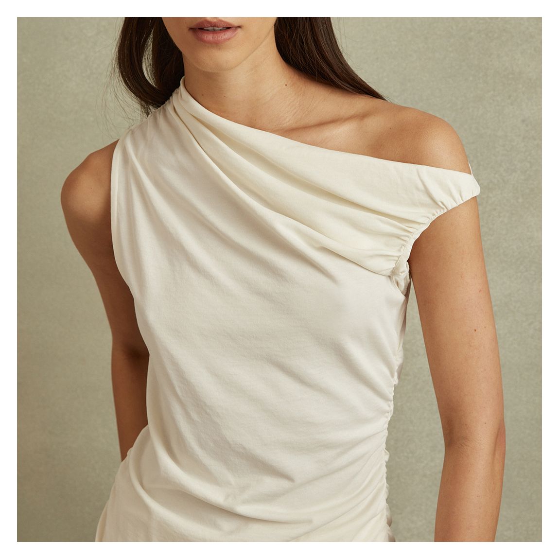 Ivory Dylan Ruched Sleeveless Top main product photo