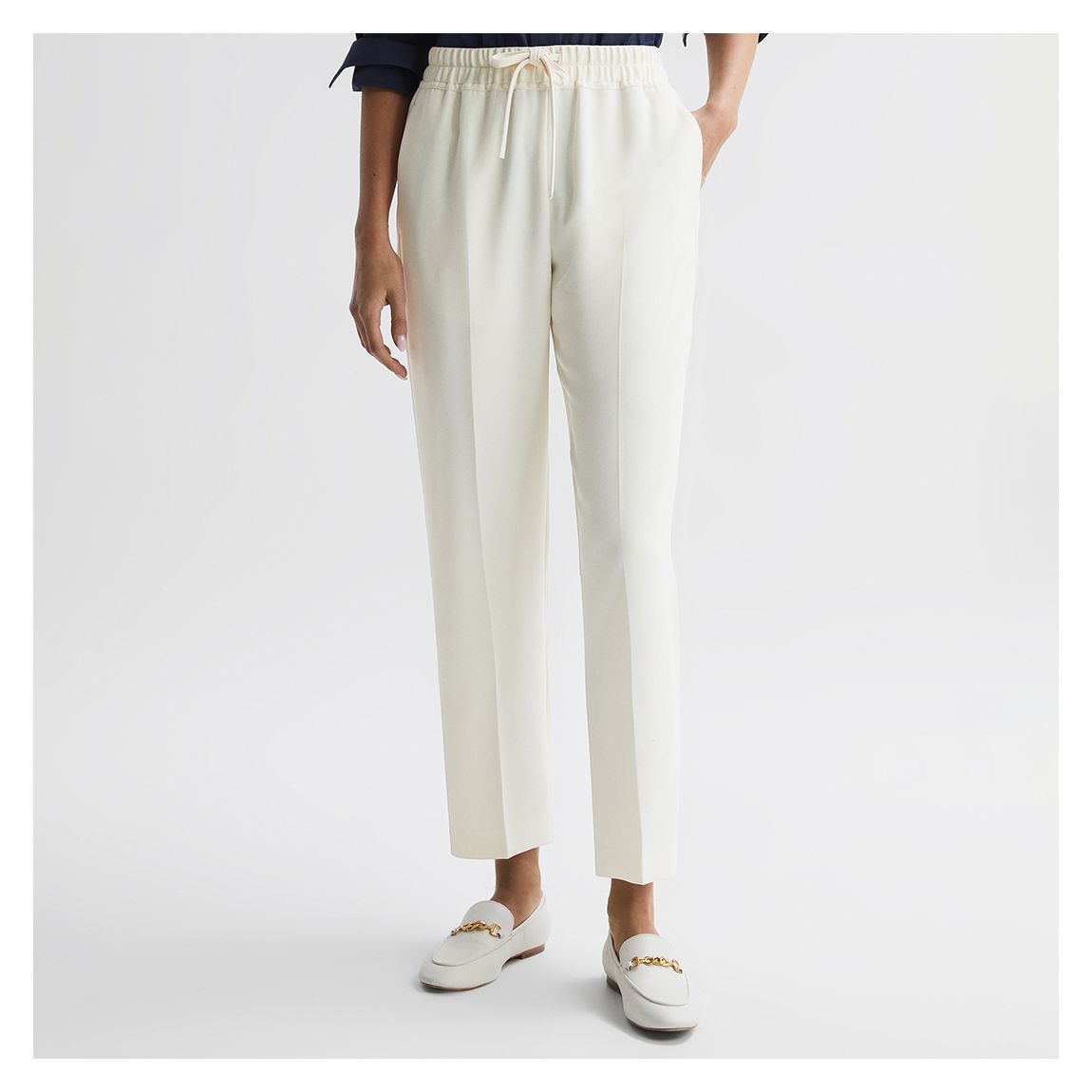 Cream Hailey Pull On Tapered Trousers main product photo