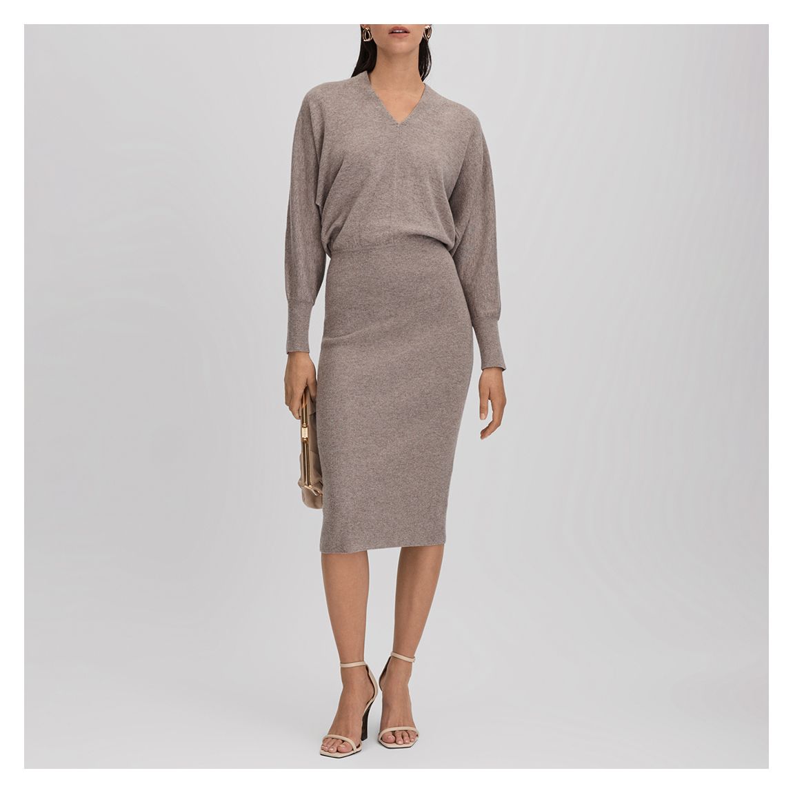 Stone Sally V Neck Wool Blend Midi Dress main product photo