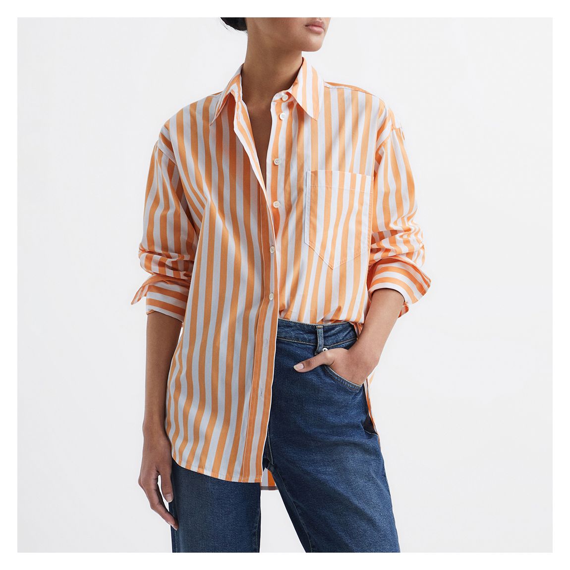 Orange Emma Stripe Cotton Shirt main product photo