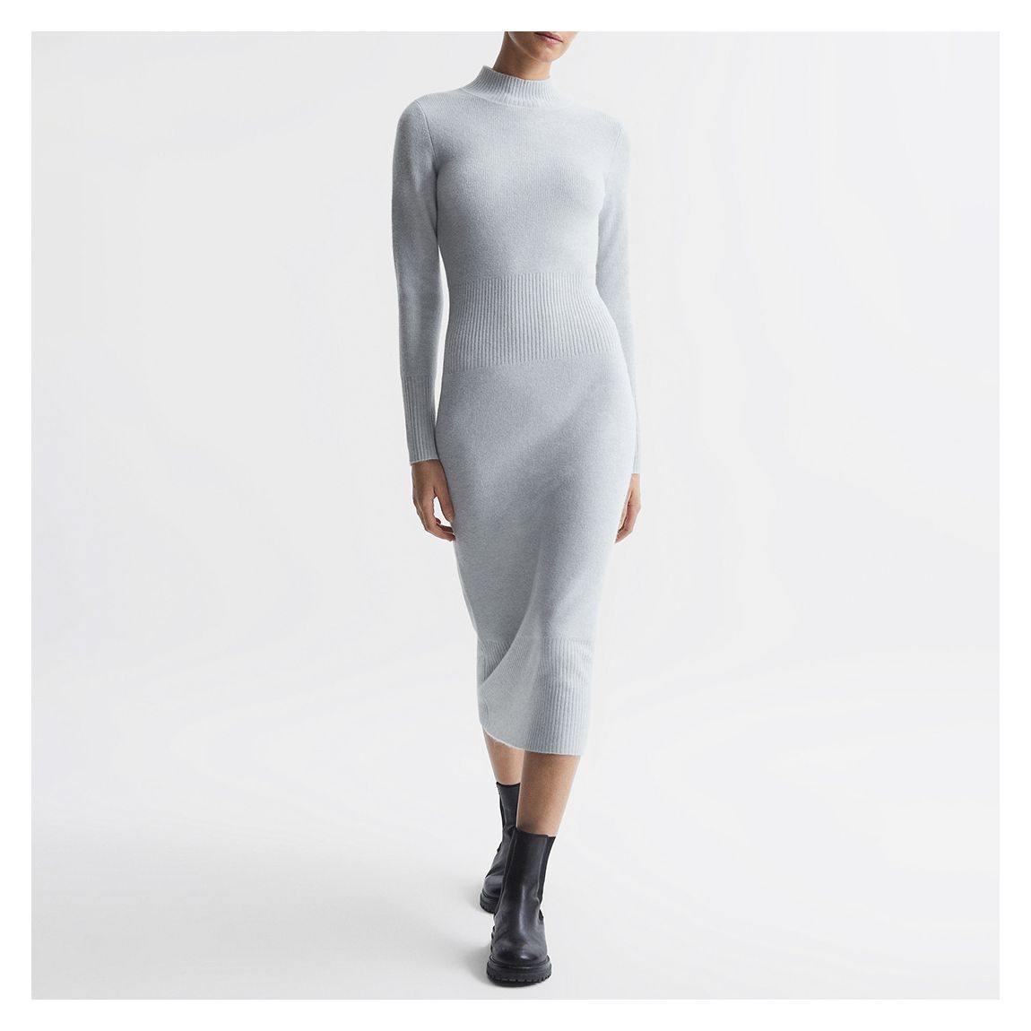 Grey Mara Funnel Neck Wool Blend Dress main product photo