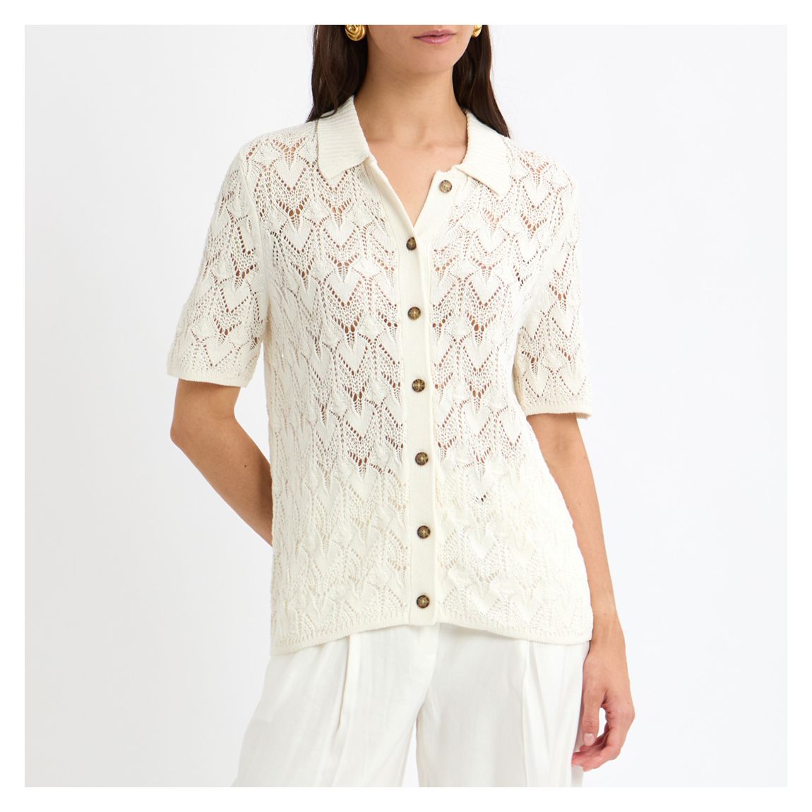 Ivory Savannah Crochet Shirt main product photo