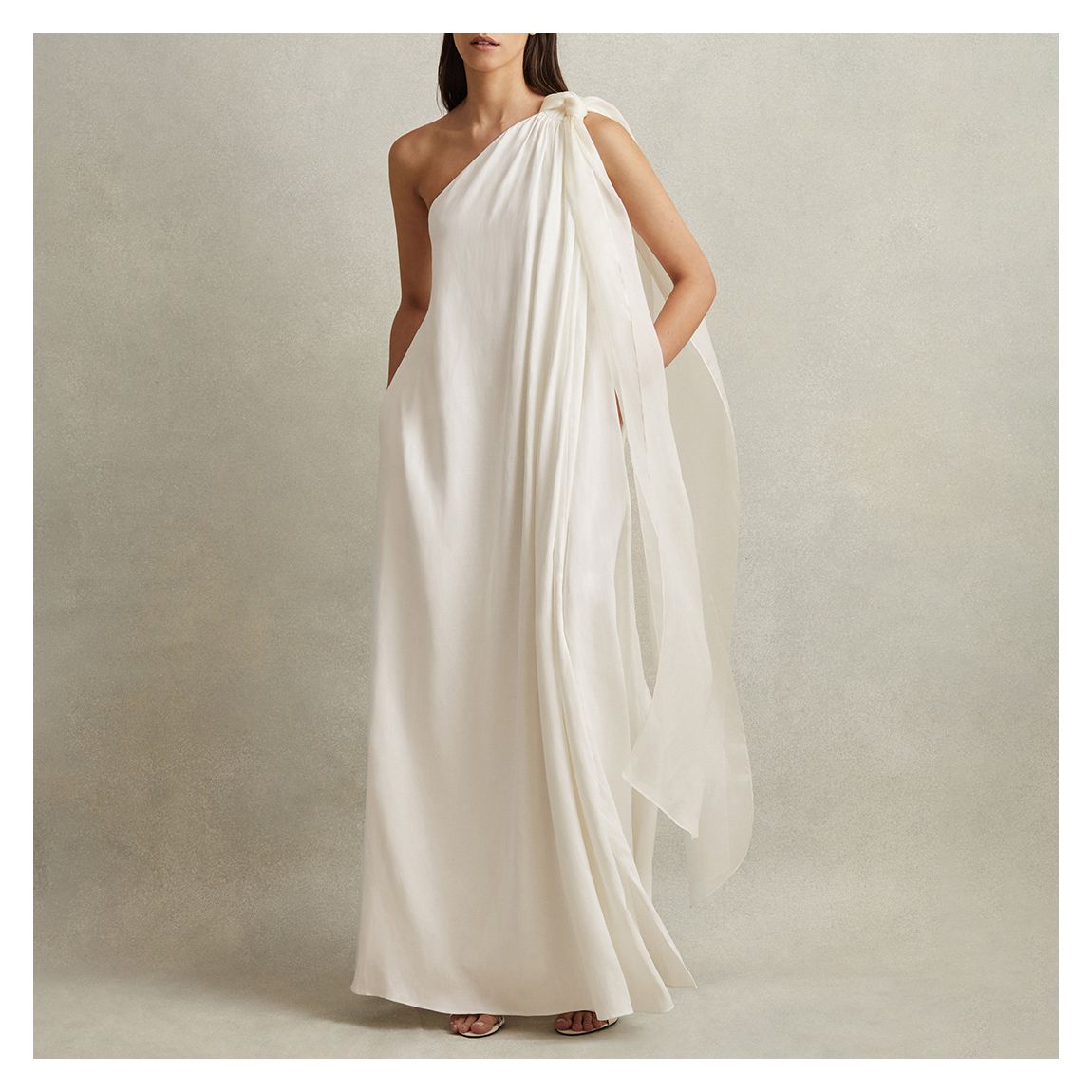 Ivory Athena Bow One Shoulder Dress main product photo