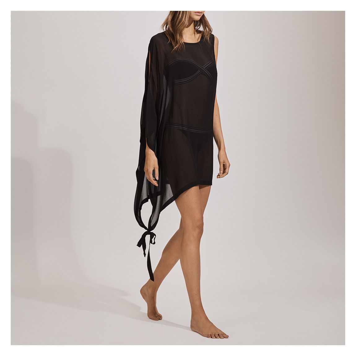 Black Anya Asymmetric Kaftan main product photo