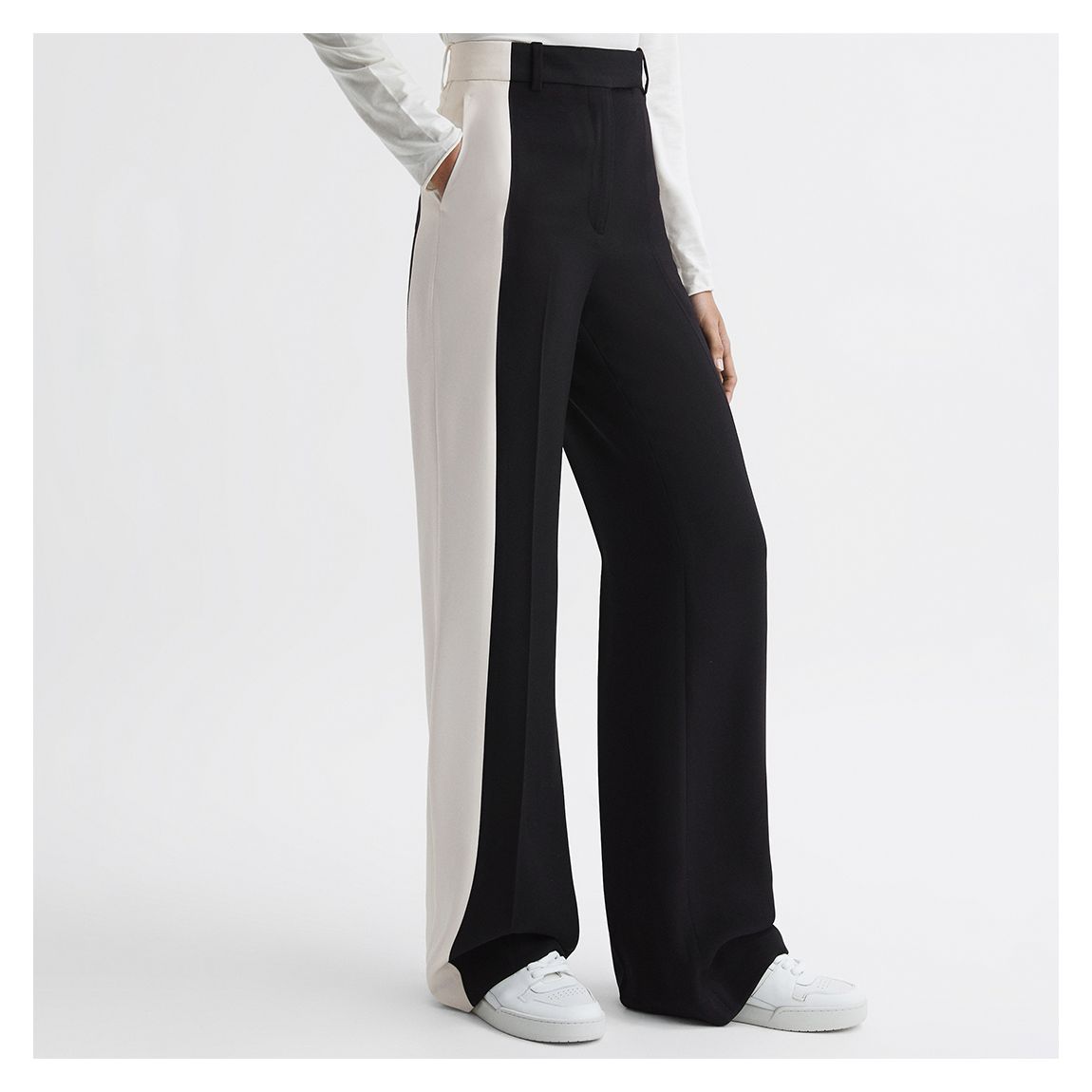 Black Saffron Asymmetric Wide Leg Trousers main product photo