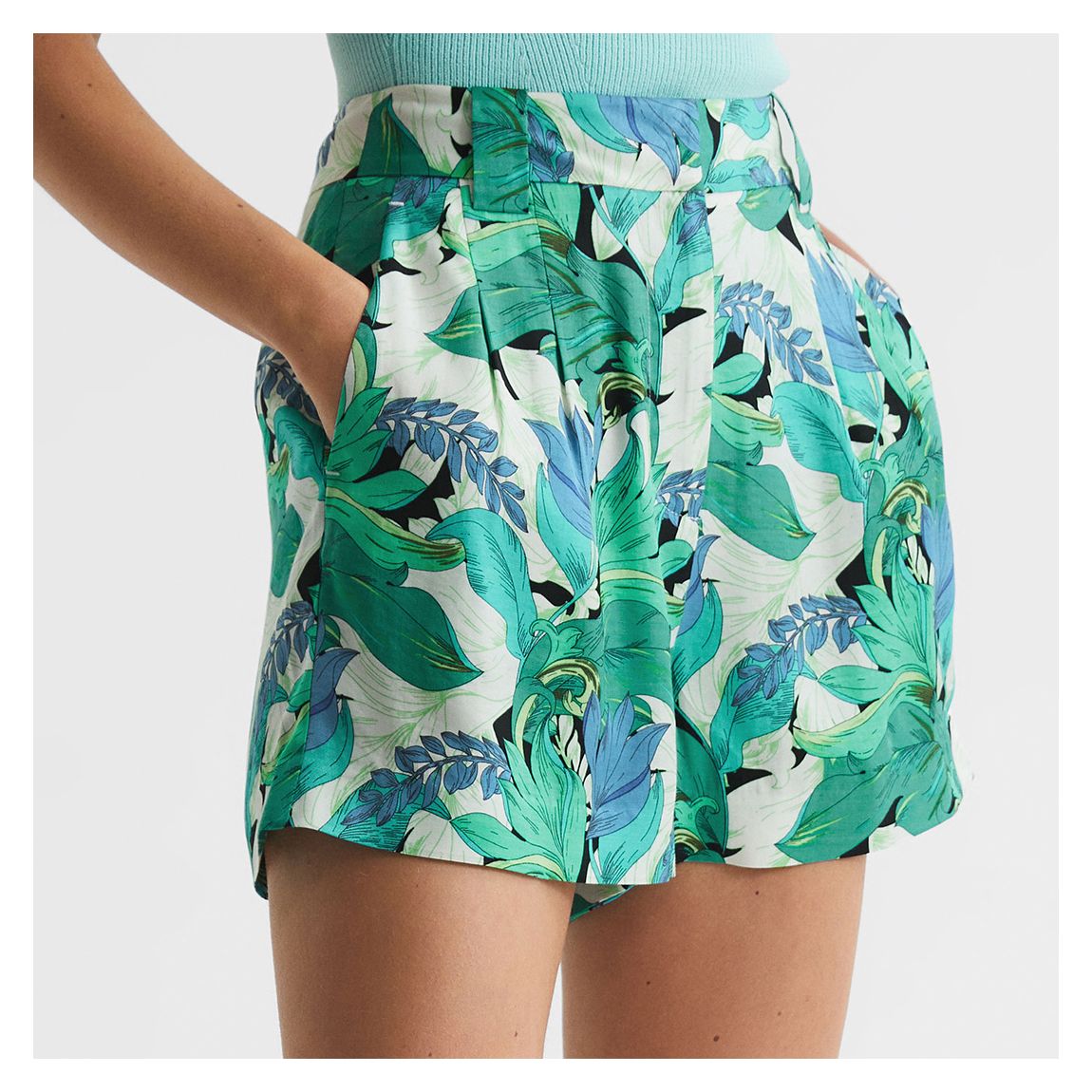 Green Dana Printed Shorts main product photo