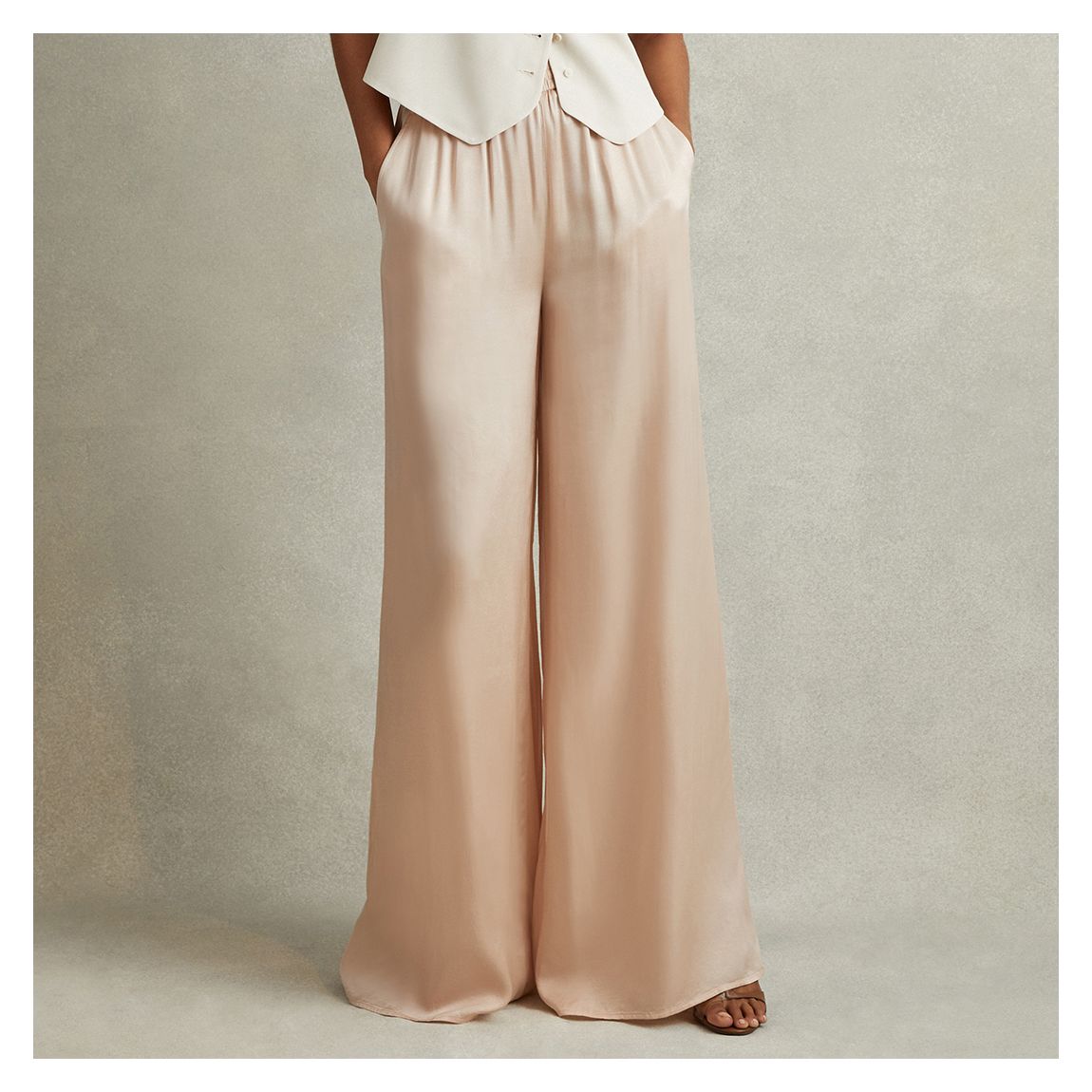 Champagne Yara Wide Leg Occasion Trousers main product photo