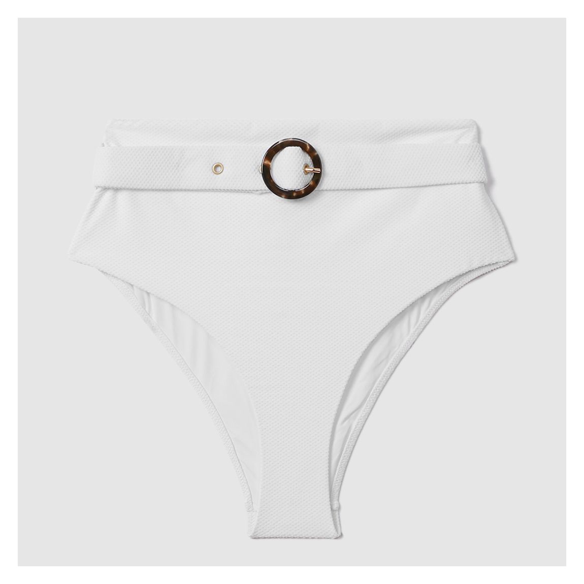 White Danielle Belted High Waisted Bikini Bottoms main product photo
