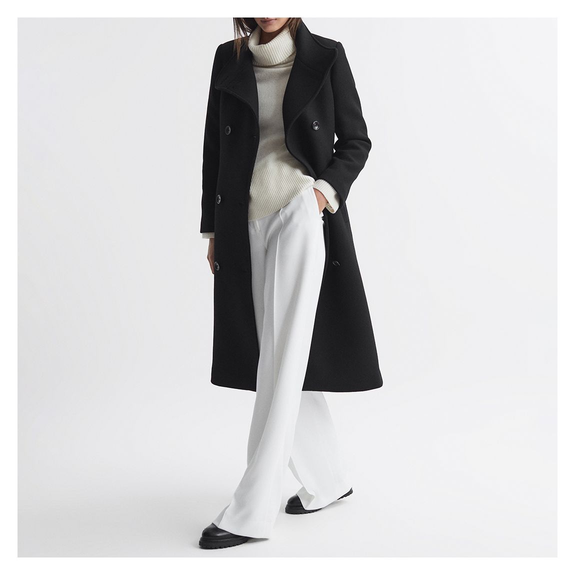 Black Blair Long Length Wool Blend Coat main product photo