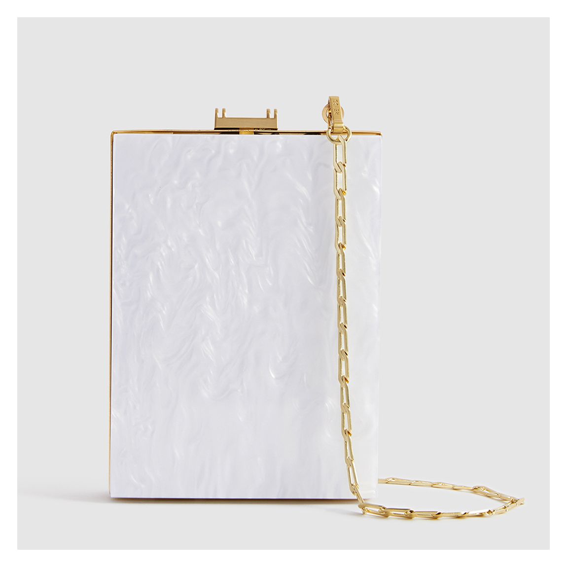 White Gigi Acetate Clutch Bag main product photo