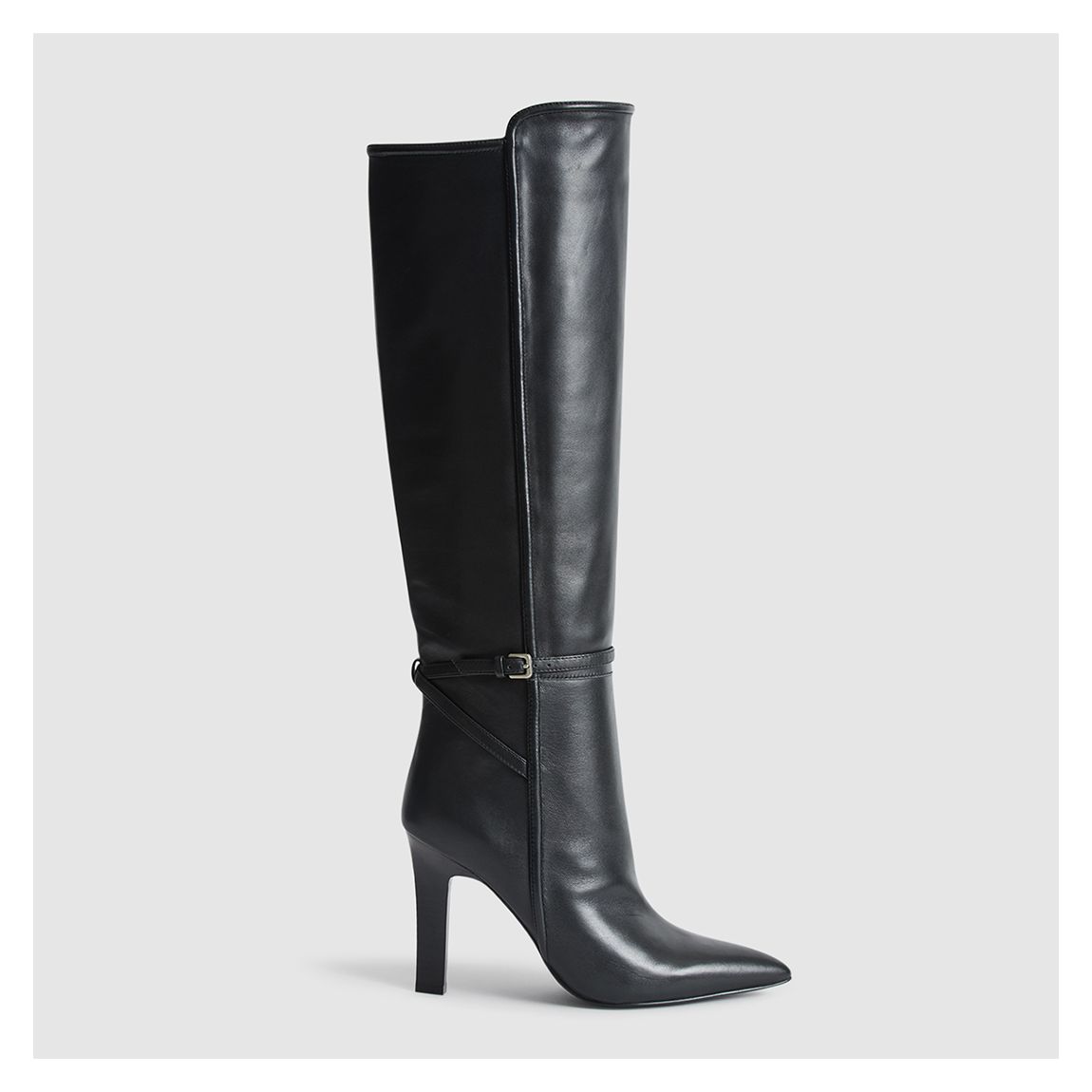 Black Caitlin Leather Knee Boots main product photo