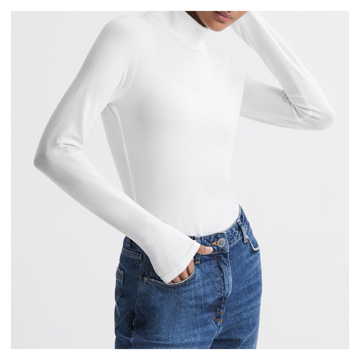 White Piper Turtle Neck Fitted Top main product photo