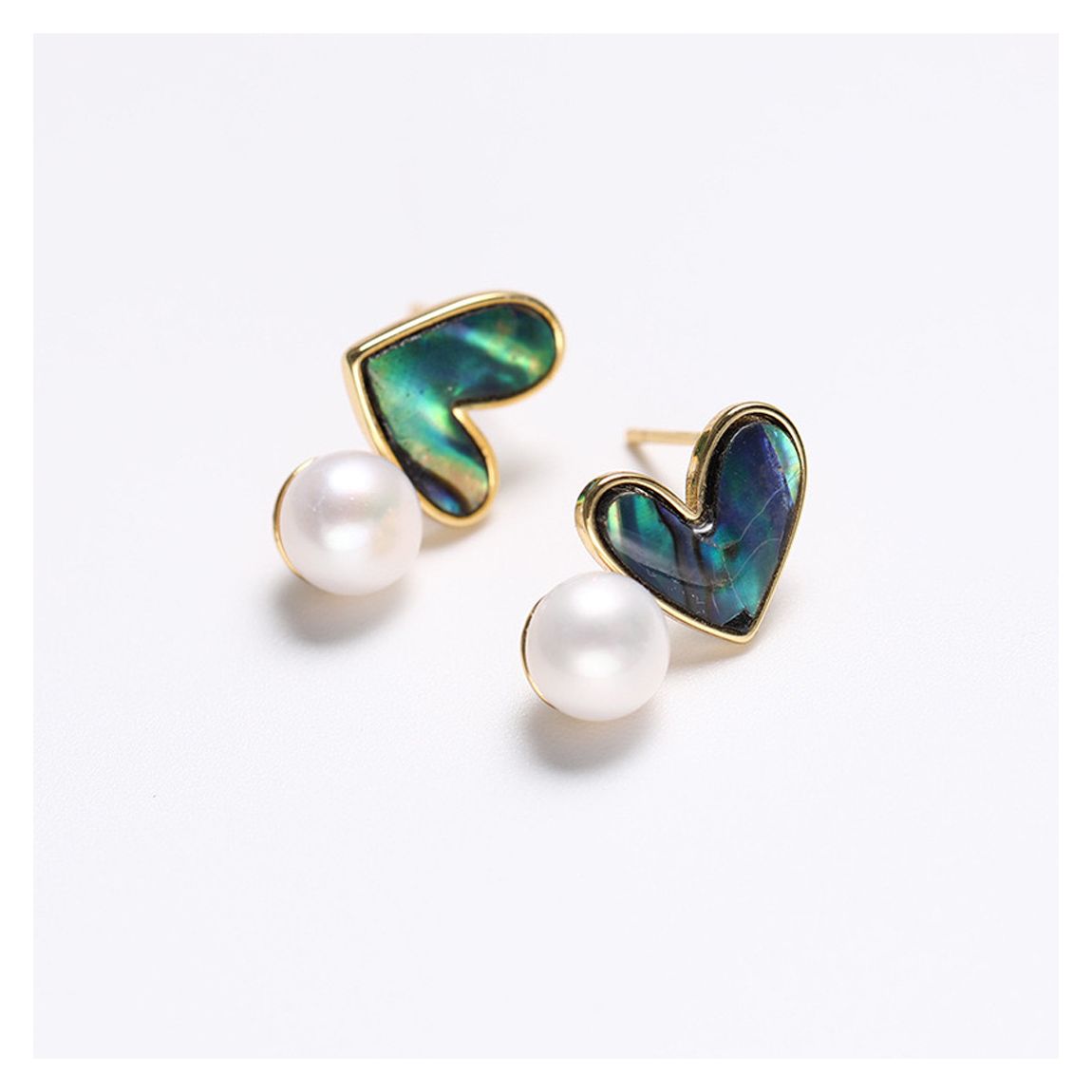 White/Green Genuine Freshwater Pearl Earrings main product photo