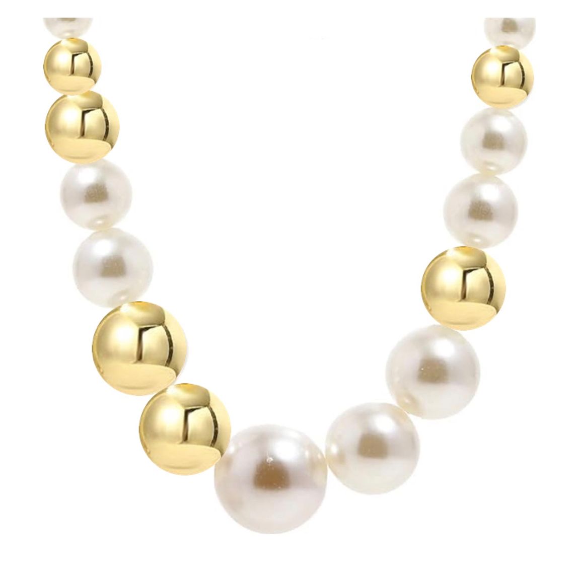 18K Polished Gold And Pearl Necklace main product photo