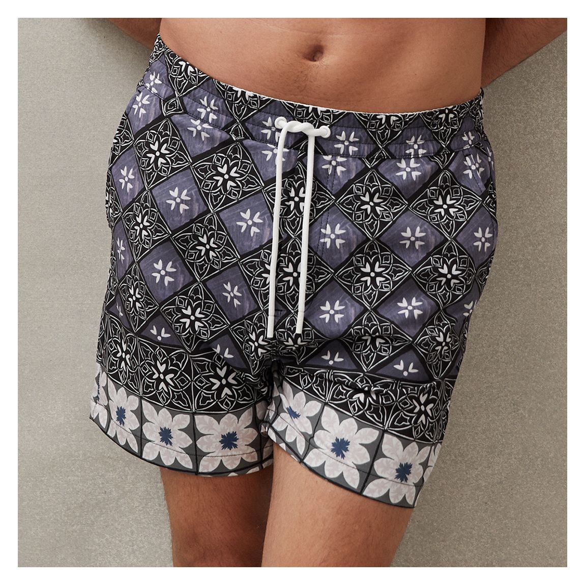 Black Arizona Drawstring Floral Swim Shorts main product photo