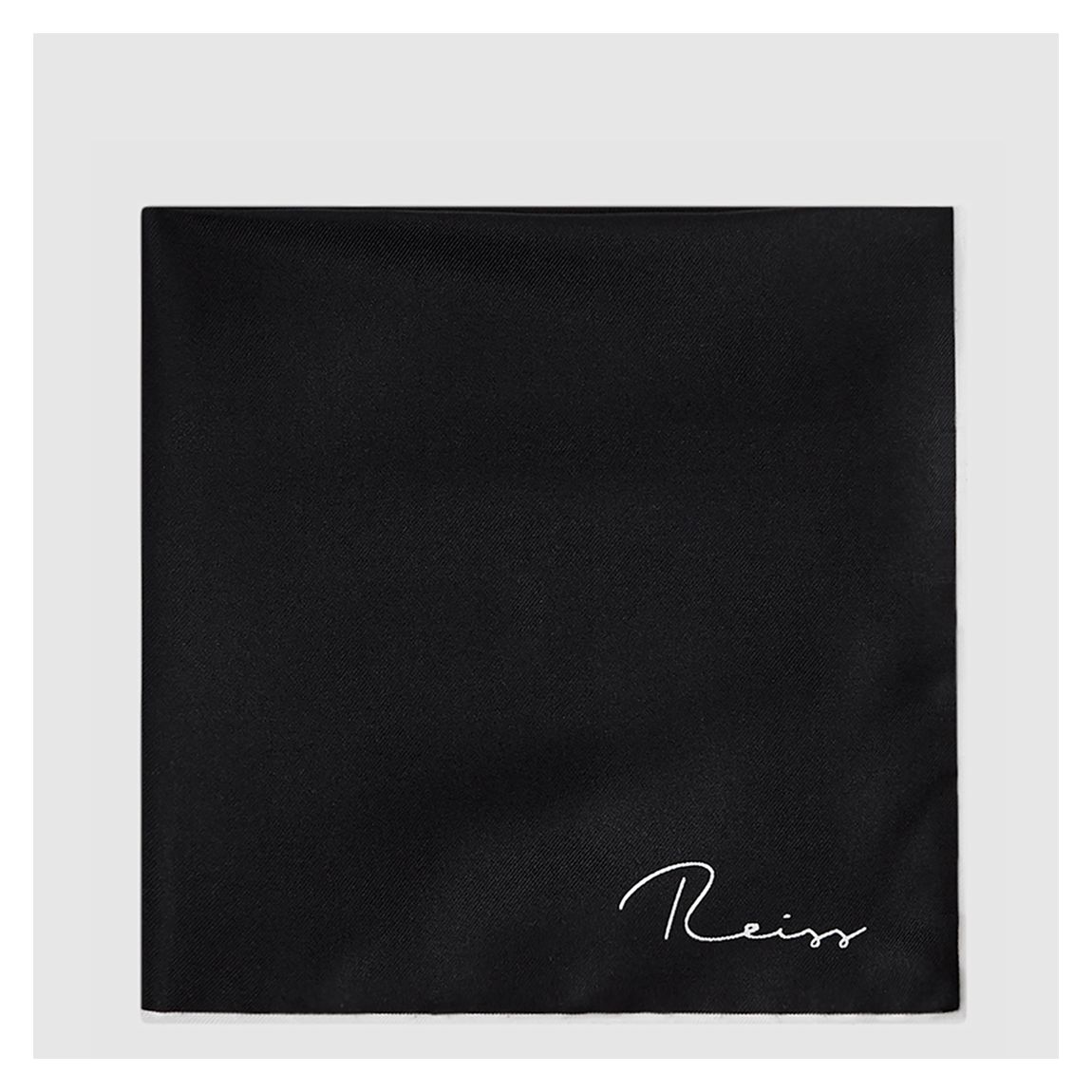 Black Ceremony Plain Silk Pocket Square main product photo