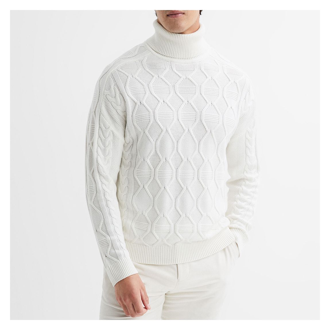 Ecru Alston Roll Neck Cable Knit Jumper main product photo