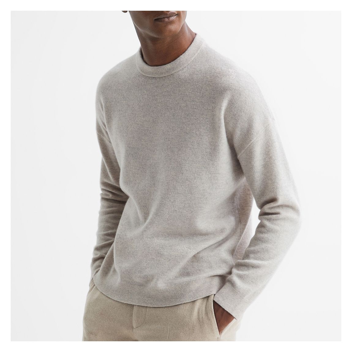 Oatmeal Putney Crew Merino Wool Jumper main product photo