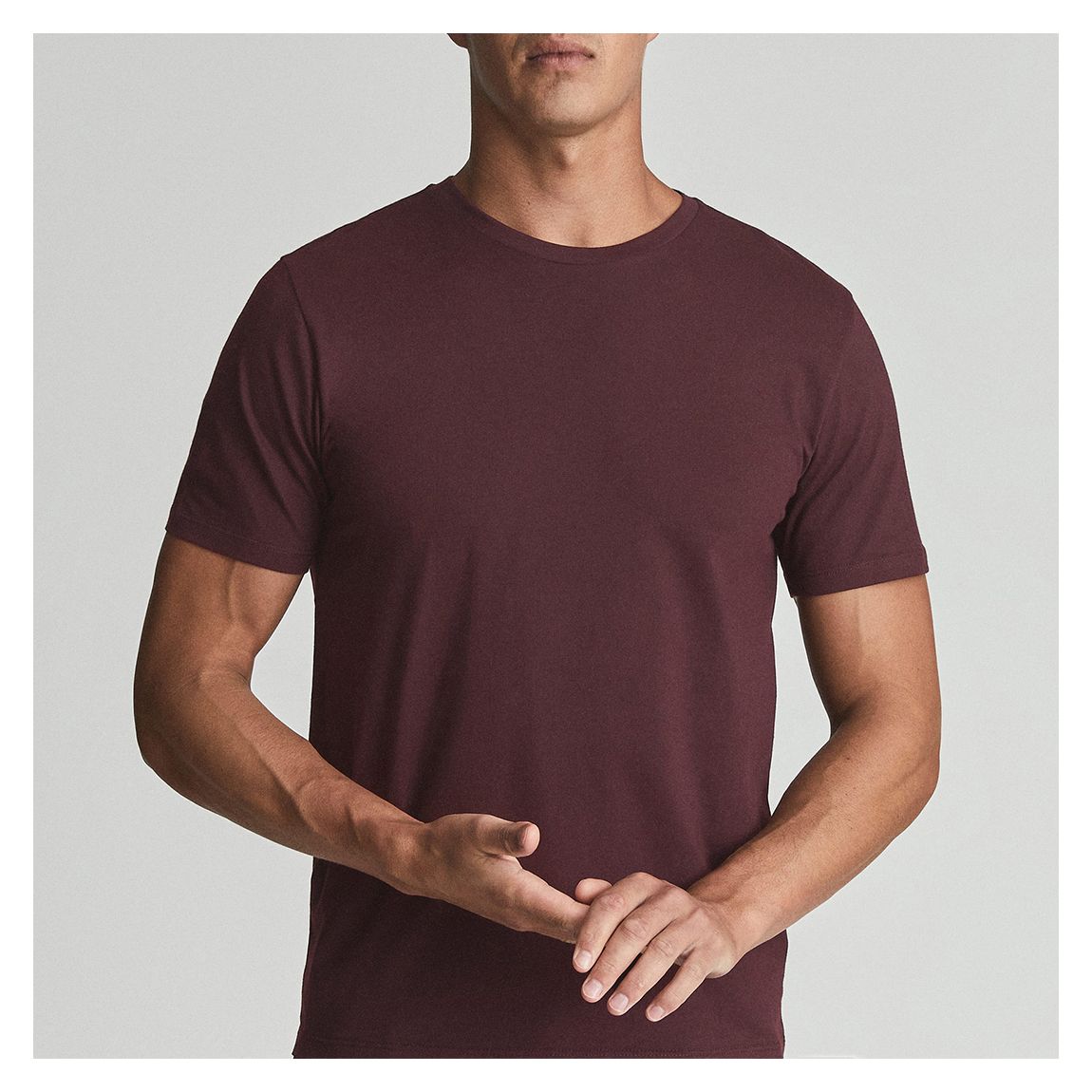 Burgundy Bless Crew Neck Cotton T-Shirt main product photo