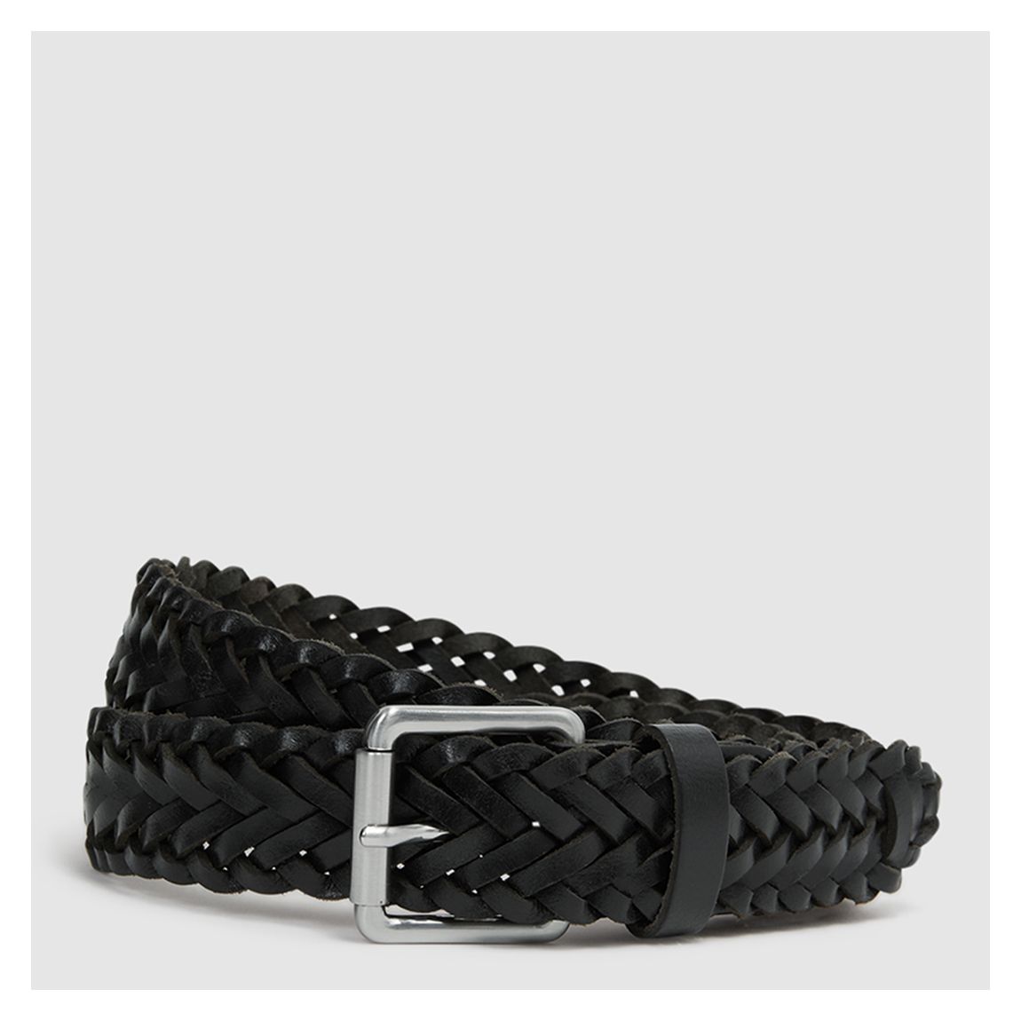 Black Carlton Woven Leather Belt main product photo