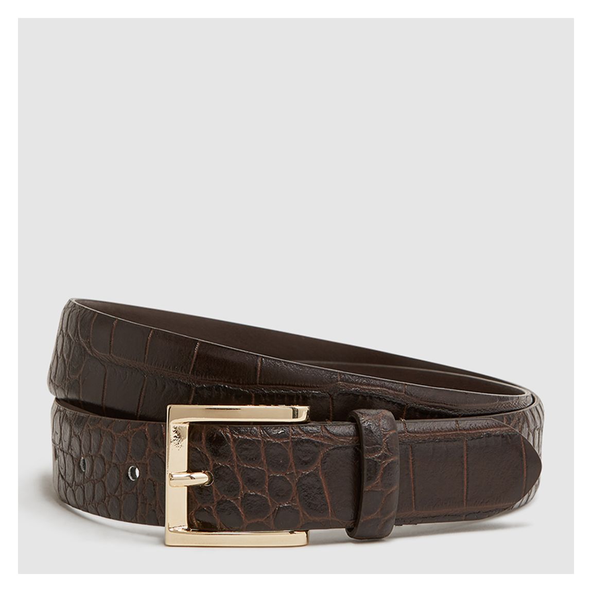 Brown Albany Croc Leather Belt main product photo