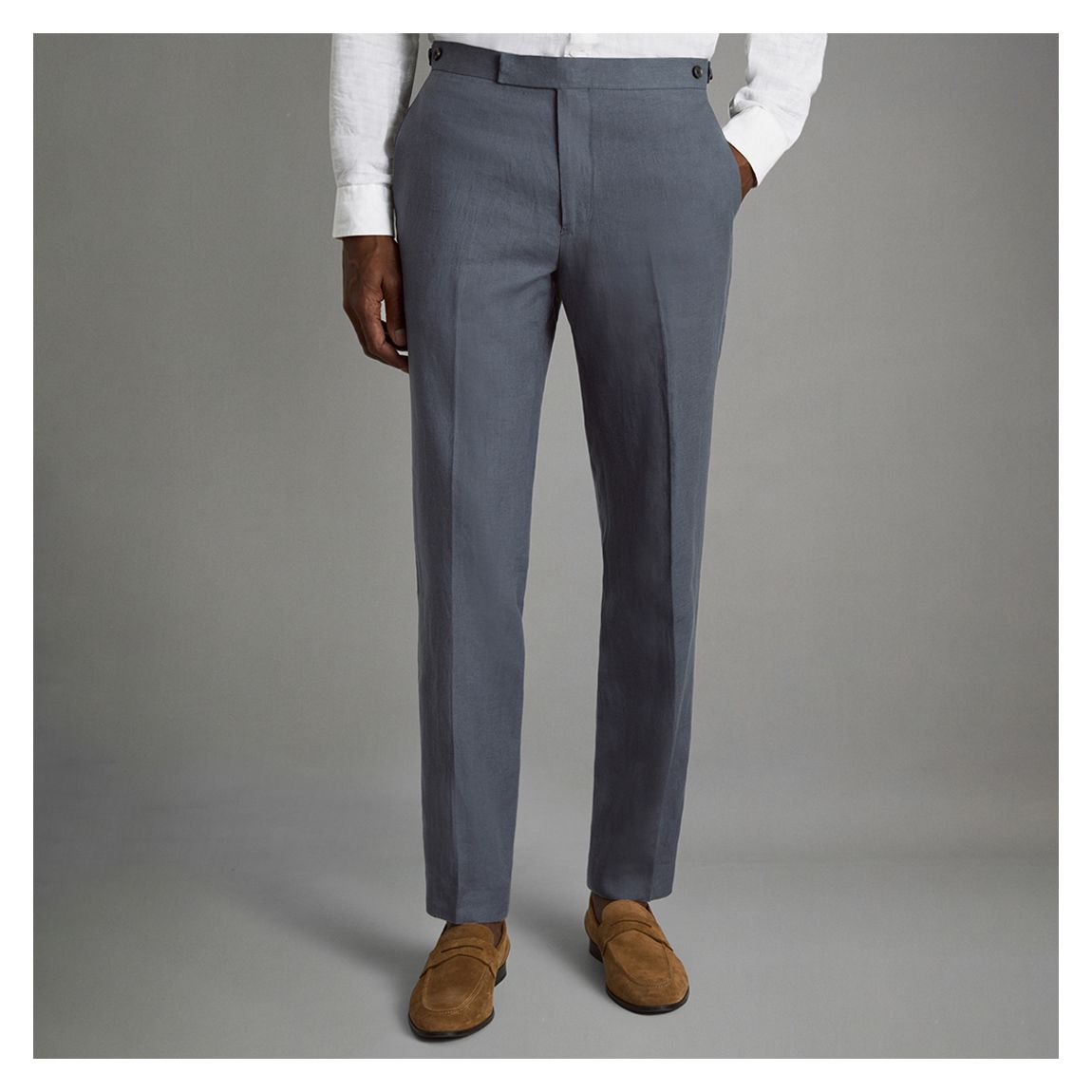 Blue Kin Slim Linen Trousers main product photo
