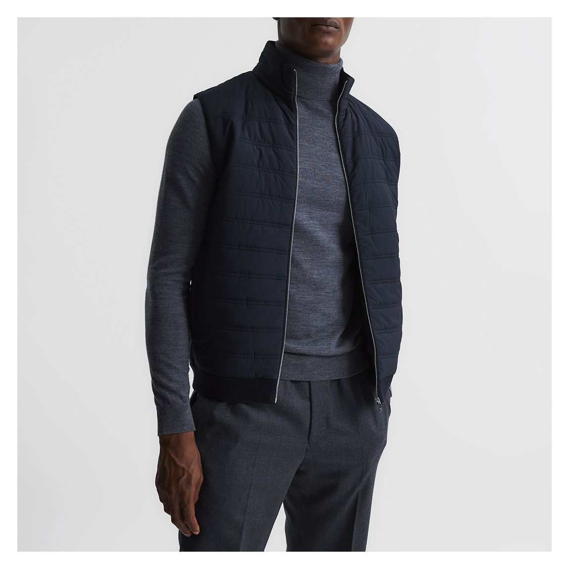 Navy William Quilted Gilet main product photo