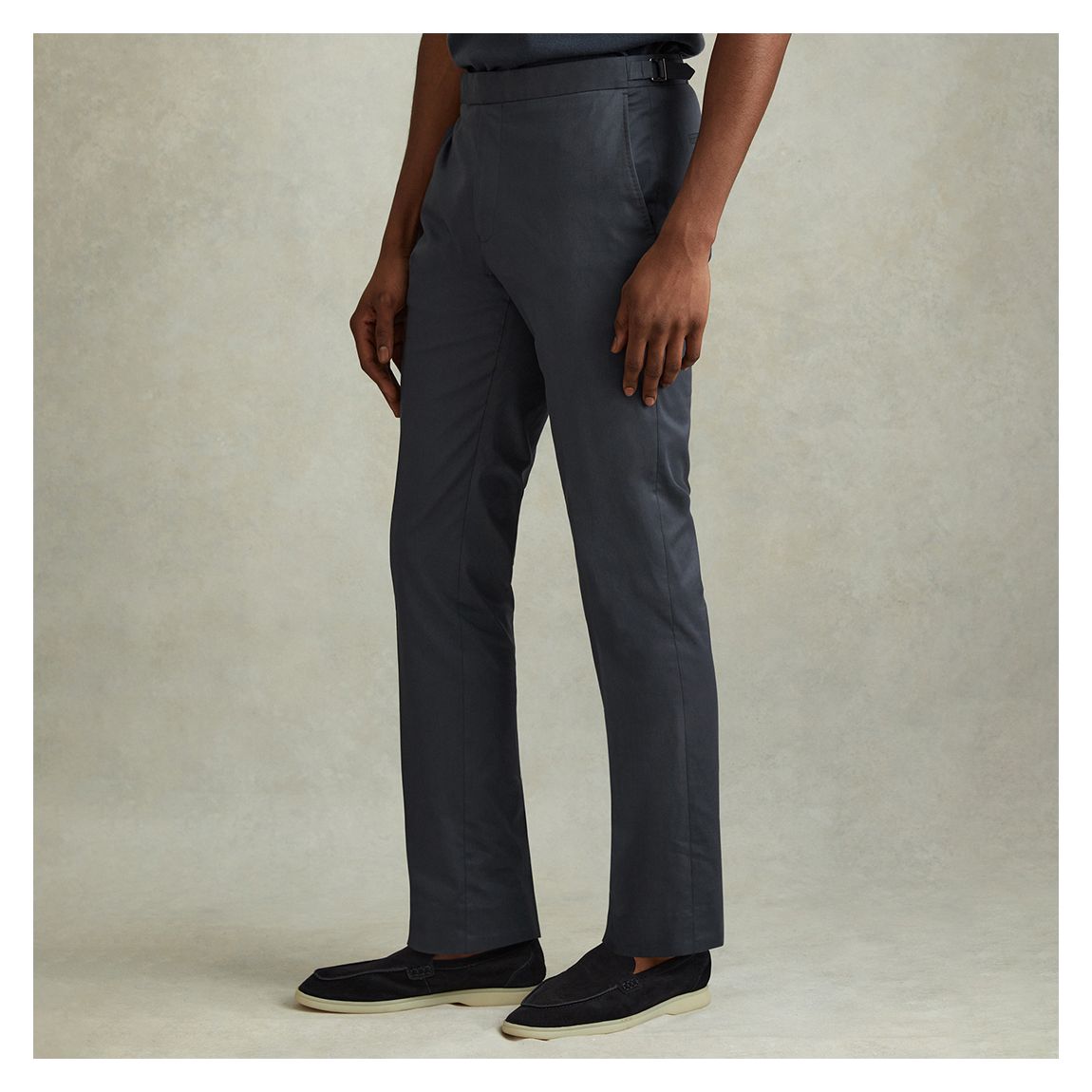 Navy Crawford Cotton Blend Trousers main product photo