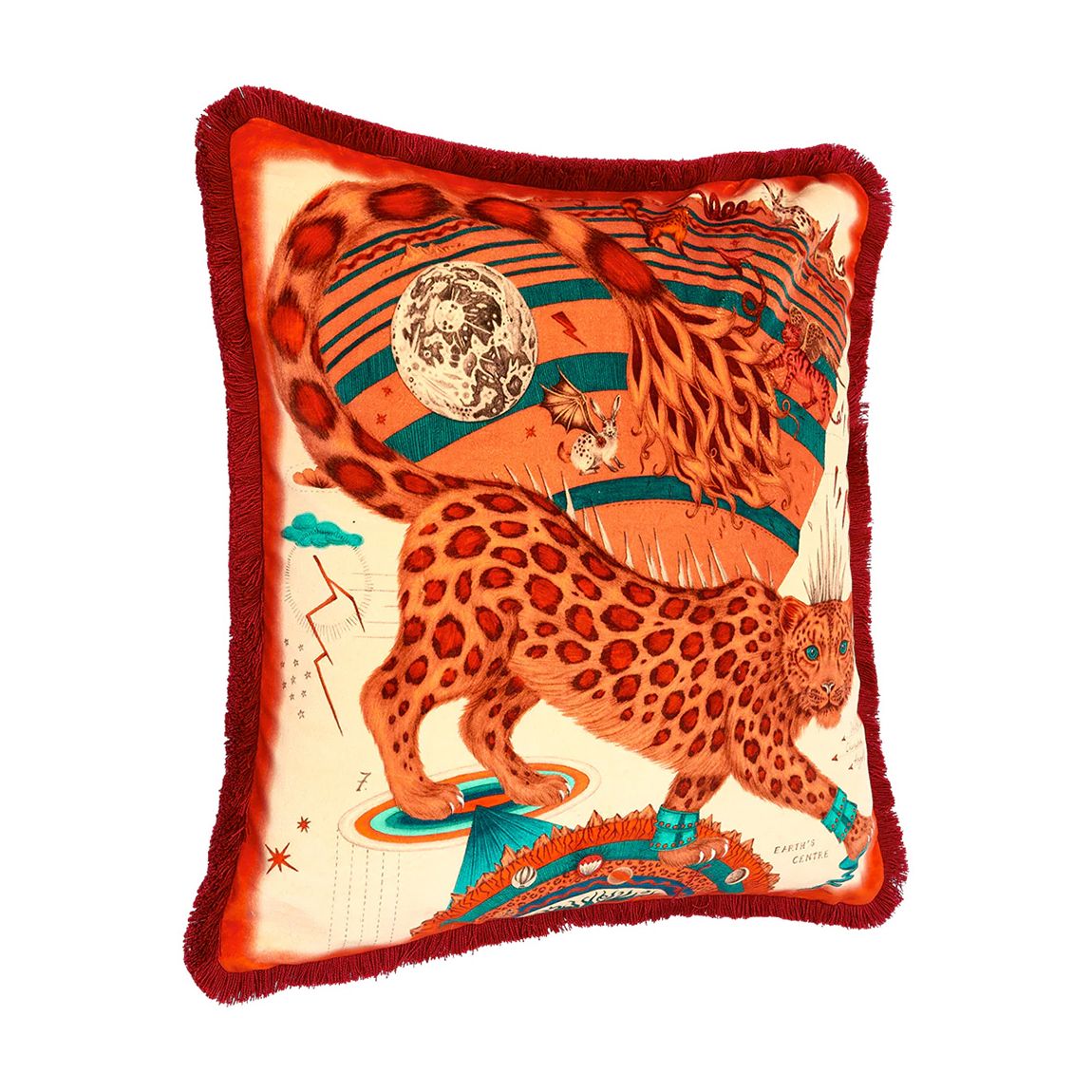 Snow Leopard Luxury Velvet Cushion 46x46cm, Flame main product photo