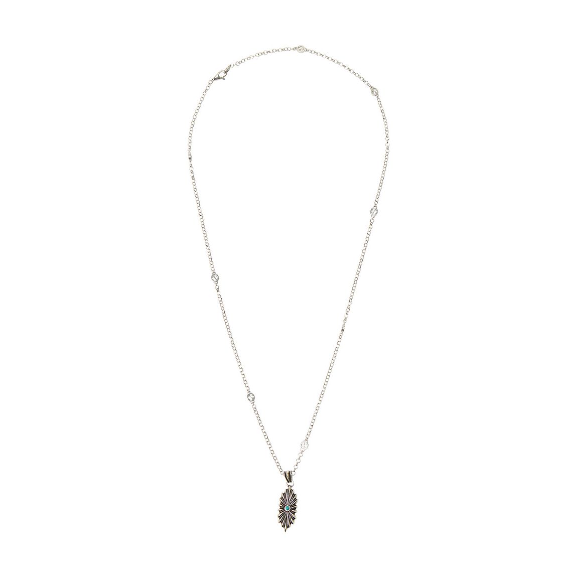 Gucci Sterling Silver Interlocking G Engraved Flower Necklace main product photo