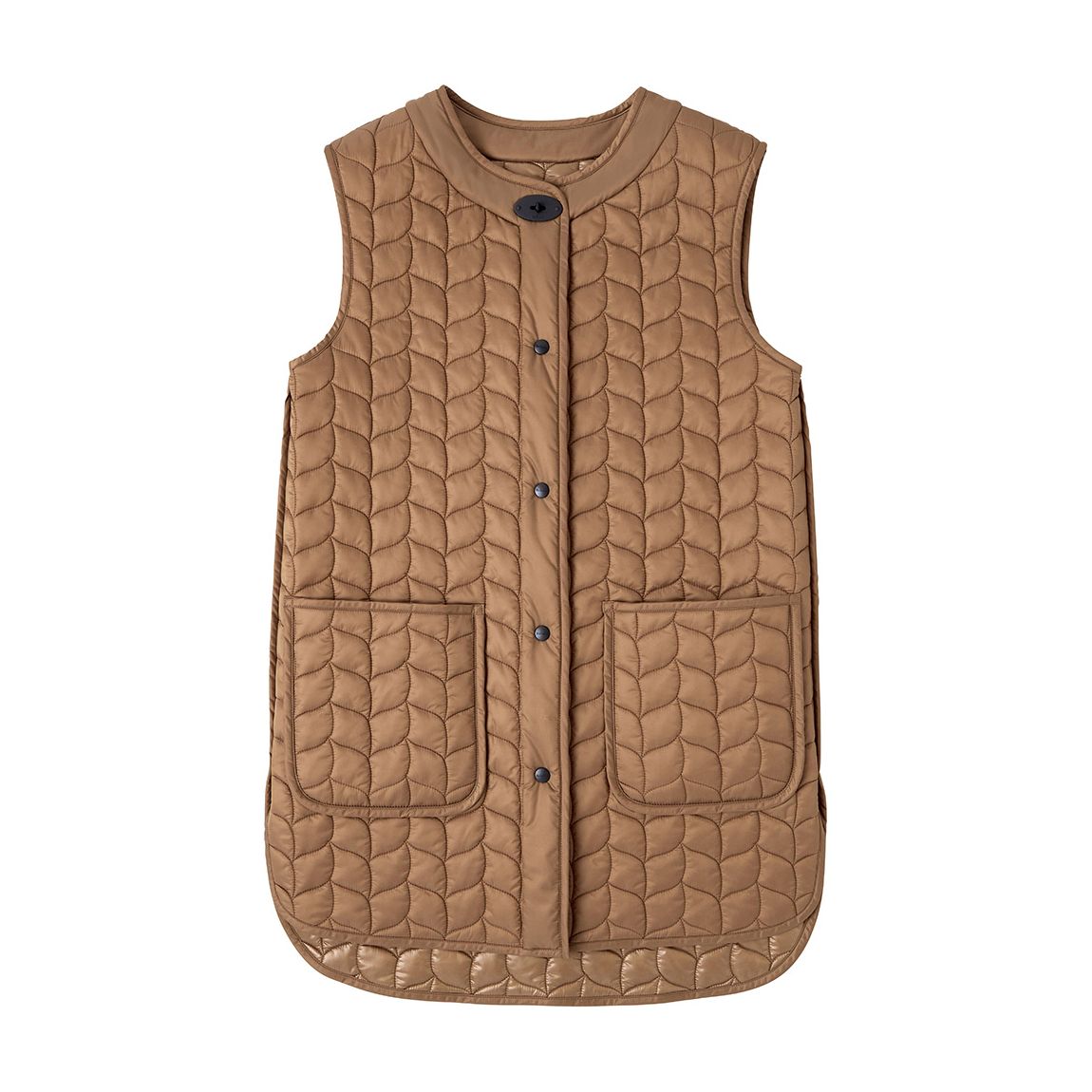 Tobacco Brown Softie Quilted Sleeveless Coat main product photo