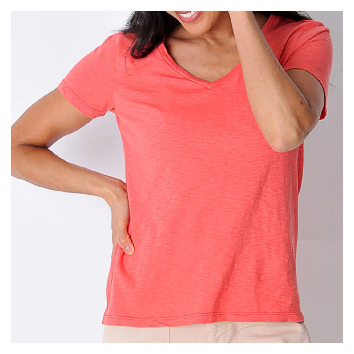 Coral Brocton Cotton Slub T-Shirt main product photo